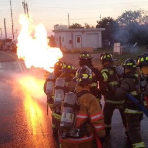 Rockport and Rockland firefighters conduct drills using propane. (Photo courtesy Rockport Fire Department)
