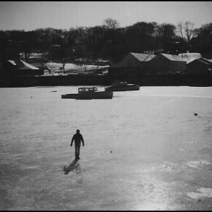 Camden Harbor froze over in 1971, so much so that one could walk across it. (Photo by Barbara F. Dyer)