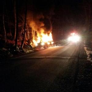 Johnny Tofani, of Camden, lost his 2001 Dodge Ram pickup truck Saturday night in Lincolnville after a fire broke out and quickly destroyed it while he was driving on High Street. (Courtesy Johnny Tofani)