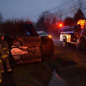 A car landed on its side on Meadow Street Dec. 17.
