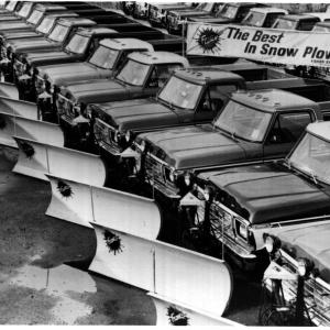 Vintage snowplows from Fisher Engineering. Fisher is the official Winterfest sponsor of the First Annual Snow Plow Parade in Camden. The parade will culminate with a fireworks display over Camden Harbor.