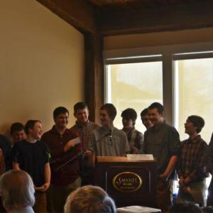 Students from Deer Isle-Stonington High School make their presentation at the 2015 Maine Fishermen’s Forum at the Samoset Resort in Rockport last week. (Photo courtesy of Eastern Maine Skippers Program)