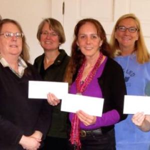 Volunteers and organization recipients of funds from the Share the Love Community Auction are (left to right) Marty Rogers, St. Peter’s; Meg Klingelhofer, New Hope for Women; Chipper O’Connell and Jane Bennett, Camden Christian Food Pantry; Evelyn Donnelly, Knox County Homeless Coalition; Louise MacLellan, Rockland City Council (Food and Kitchen coordinator); Meredith Batley, Knox County Health Clinic; and Mike Grondin, St. Peter’s.