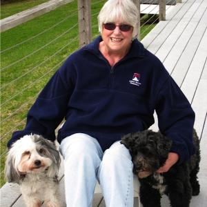 Nancie Burton with her dogs Harley and Elliott.