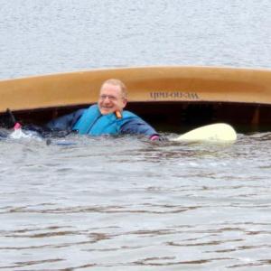 Bob Holtzman proves the quality of his Mythic Gear waterproof dry suit.