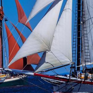 ‘Crossing Paths’ are the schooners ‘Angelique’ and ‘Lewis R. French.’ (Photograph by Harvey Spears)