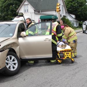 Rockland Fire and EMS responded to the two-car crash on Maverick Street Friday around noon. (Photo courtesy of Rockland Fire and EMS)