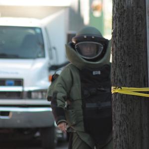A section of Bay View Street in Camden was closed to traffic Friday afternoon following the discovery of an unclaimed backpack that was eventually destroyed by the Maine State Police Bomb Squad. (Photo by Holly S. Edwards)