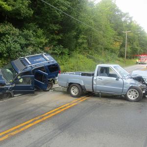 Sherrie Demmons of Warren was seriously injured when the pickup truck she was driving crashed into an oncoming sport utility vehicle in Frankfort Monday afternoon. (Courtesy Waldo County Sheriff’s Office)