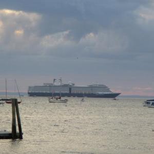 The Eurodam anchored in Rockland Harbor last year during its inaugural port of call off of Owls Head.