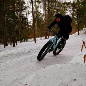 The tires on a fat bike, so named because the tires really are fat, can really help you carve your way without washing out. (Photo by Blaine Curtis)