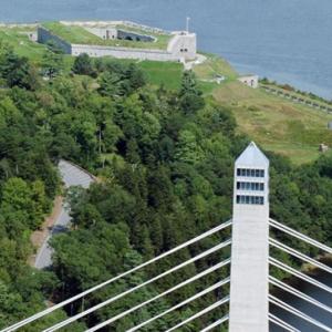 Ride an elevator 420 feet up to the top of the world's tallest bridge observatory. (Photo courtesy Maine Outdoor Coalition)