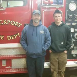 Lt. David Leighton stands next to his son, Tyler, also a Rockport firefighter. (Photo by Sarah Shepherd)