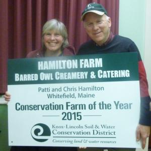 Patti and Chris Hamilton, Conservation Farm of 2015. (Photo Courtesy of Knox & Lincoln Soil & Water District)