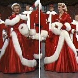The red dress from White Christmas is on display at Penobscot Marine Museum.