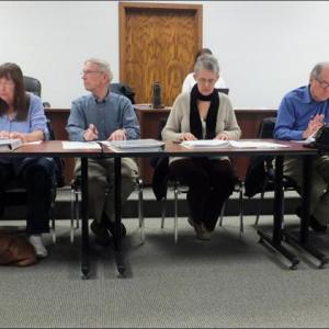 The joint session of the Knox County Commission and Knox County Budget Committee met Thursday night to approve the county’s budget for 2016. Left to right are Richard L. Parent, Jr. - elected District #2; Carol L. Maines - elected District #; Roger A. Moody (Chair) - elected District #3, Budget Committee Chair Dorothy Meriweather, committee members Terry Pinto and Bill Jones. (Photos by Chris Wolf)