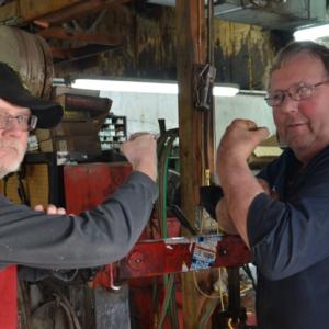 Rockport’s Bill Chapman and Camden’s John French — two local statesmen — face off over the pending Red Cross Blood Feud Blood Drive, scheduled for Feb. 25 in both towns. (Photo by Lynda Clancy)