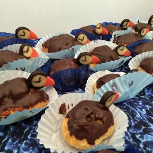 The Project Puffin Center in Rockland offered up its customary ‘creampuffins’ during for the 2016 Pies on Parade event Jan. 31. (Photo by Eva Murray)