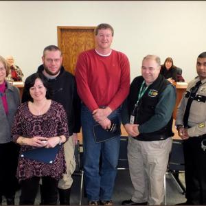 County employees receiving recognition Tuesday in the County Commission Chambers (in no particular order) included Nathaniel Jack, Patrol Deputy for five years of service; Mark Kunz, Airport Maintenance, for five years of service; Stephen Dearborn, Corrections Officer for ten years of service; Linwood Lothrop, Communications Director for 15 years of service; Madelene Cole, Deeds Clerk for 15 years of service and Carol Emory, Judge of Probate for 25 years of service. Absent from the awards were Patricia Speck for 10 years and Shane Riley for 15 years. (Photos by Chris Wolf)