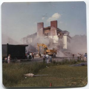 The demolition of the former Camden High School, after the state decided not reaccredit the high school in 1979. (Photo courtesy Barbara F. Dyer) x