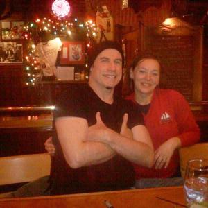 Actor John Travolta with Cappy’s staff Amanda Dennison. (Photo courtesy Christie McLeod)