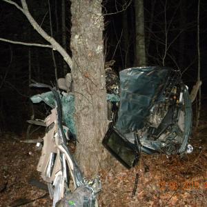 Caleb Byras, 17, of Litchfield, and Kara Brewer, 16, of Rockland, were killed Dec. 5, 2015, on Wottons Mill Road in Union in this crash. (Courtesy Knox County Sheriff’s Office)