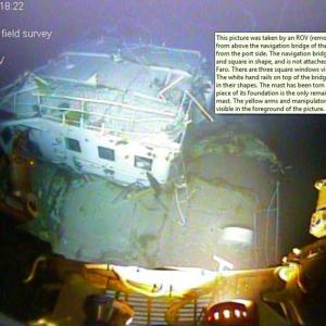 An underwater image of El Faro after in sank Oct. 1, 2015, off the Bahamian Coast during Hurricane Joaquin.. (Courtesy National Transportation Safety Board)