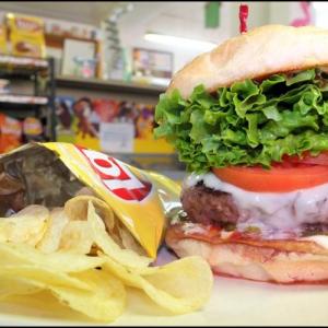 The famous seven-napkin burger at Owls Head General Store (Photos by Chris Wolf)