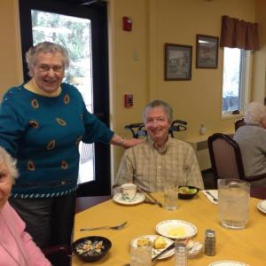 Lois Stackpole Alley, at lunch at the Methodist Conference Home.