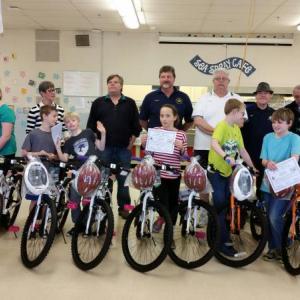 Fifth-grade students at the Camden-Rockport Middle School who were awarded bikes in the Masonic Bikes for Books program. Members of the Amity Lodge No. 6 and St. Paul Lodge 82 were present to congratulate the students. (Photos by Sarah Shepherd)