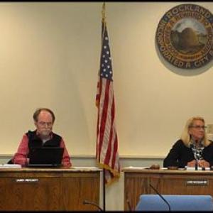 Rockland City councilors Will Clayton and Larry Pritchett, Mayor Louise MacLellan-Ruf and councilor Val Geiger.