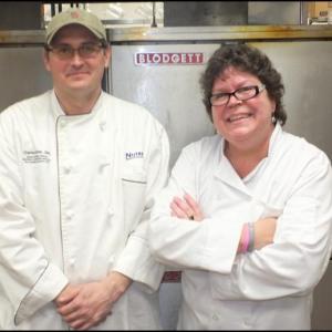 Charles Butler, school nutrition director for RSU 13, and Susan Bovine, food service director for the Five Town CSD and SAD 28 are on the Knox Rocks culinary team competing Thursday in Augusta.(Photos by Chris Wolf)