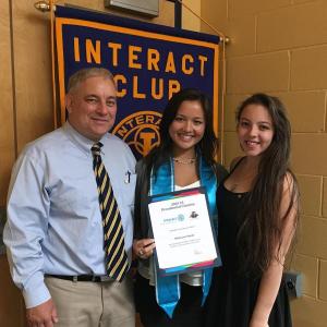 Doug Curtis, Rotary District 7790 Assistant Governor; Harper Gordon, outgoing president, 2015-2016; and Molly Mann, incoming president, 2016-2017.