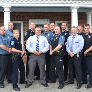 The Camden-Rockport Police, as of July 12, 2016. L-R front: Lt. Michael Geary, Officer James Moore, Officer Brook Hartshorn, Chief Randy Gagne, Officer Robbie Shaw, Det. Curt Andrick; Sgt. John Tooley, and officer Samuel Butler; L-R back: Sgt Travis Ford, Sgt Daniel Brown, Officer Dana Smith, Officer Timothy Davis, Officer Allen Weaver and Officer. Wesley Butler. (Photo by Lynda Clancy)