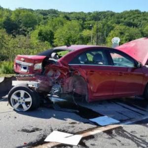 A crash on Route 17 in Rockland near Lakeview Drive closed the highway while drivers and passengers were transported to the hospital and vehicles were cleared from the scene. (Photo by Sarah Shepherd)