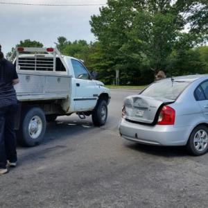 A Saturday afternoon two vehicle crash on Aug. 6 occurred at the intersection of Route One and Old County Road in Rockport. (Photo by Sarah Shepherd)