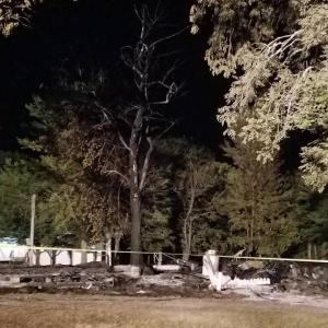 The scene of last night’s fire in Washington, where five buildings, including the Advent Christian Campground’s main dormitory, three cabins and the kitchen building were destroyed. (Courtesy Timothy P. McLaughlin)