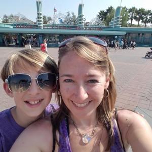 Wesley Henderson and his mom Gretchen Henderson in front of the gates to Disney's California Adventure. (Photo courtesy Gretchen Henderson)