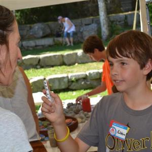Robbie Trowbridge interviewing Makers at the Mini Maker Faire on Sept. 10 for his Vox Pop audio recording. (Photo courtesy Nina Trowbridge)