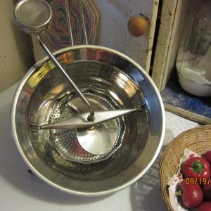 This Mouli food mill is the key ingredient in our Bloody Marys; see below.
Photo by Diane O’Brien mouli