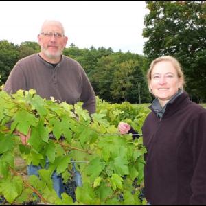 Elmer and Holly Savage of Savage Oaks Winery in their vineyard. (Photos by Chris Wolf)