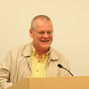 Lincolnville Town Administrator David Kinney appears at the Nov. 14 Board of Selectmen meeting to say hello, offer thanks and to say he’s progressing in his recovery and looks forward to coming back to work. (Photo by Holly S. Edwards)