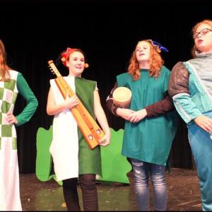Sir Robin, played by Paige Ireland and her minstrels Eran Raines, Brookelyn Knowles and Kayle Knowles. (Photos by Chris Wolf)