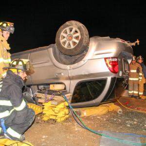 Rockport and Rockland firefighters participated in a joint training to practice extrication techniques Oct. 26 at the Rockland Transfer Station. (Photo courtesy of Rockport Fire Department)
