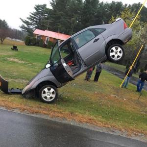 Driver inexperience is being blamed for a unique vehicle accident on Ayer Ridge Road in Freedom on Nov. 3