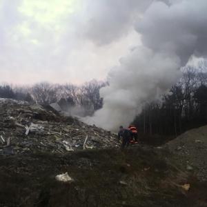 Rockport Fire Department was called to the Mid-Coast Solid Waste transfer station’s landfill early Monday morning, when a fire was reported to be burning in the landfill itself. (Courtesy Rockport Fire Dept.)