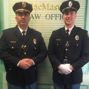 Belfast Police Chief Mike McFadden (left) and Officer Lewis Dyer. (photo courtesy of the Belfast Police Department)