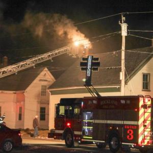 Rockland Fire Department responded to this chimney fire at 7 Trinity Street, Saturday, Dec. 31, 2016. (Photo by Alan Athearn)
