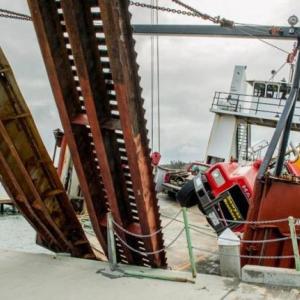 Images from shore of the aftermath of the accident in early December 2014 aboard the Island Transporter commercial ferry, courtesy of North Haven resident Seth Macy. (Photo courtesy Seth Macy)