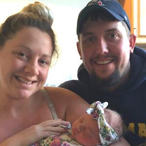 Melanie and Josh Brow, and their new daughter, Lyndee Jean Brow. (Courtesy Pen Bay Medical Center)